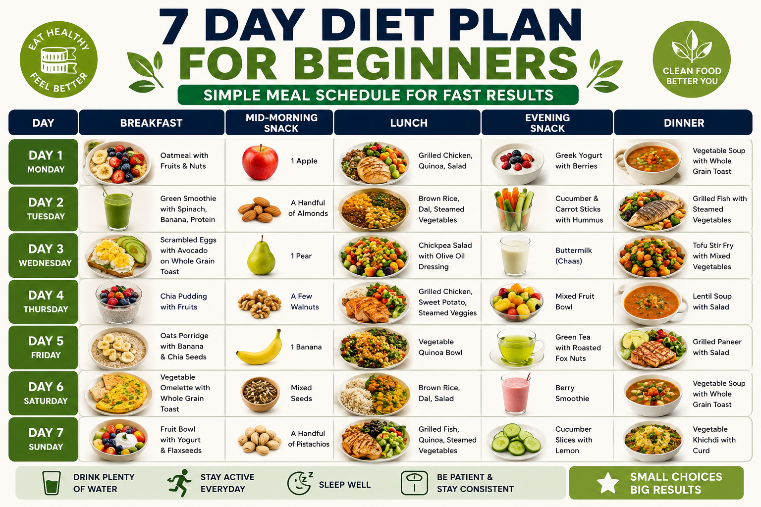 7 Day Diet Plan for Beginners – Easy Meal Plan for Quick Weight Loss