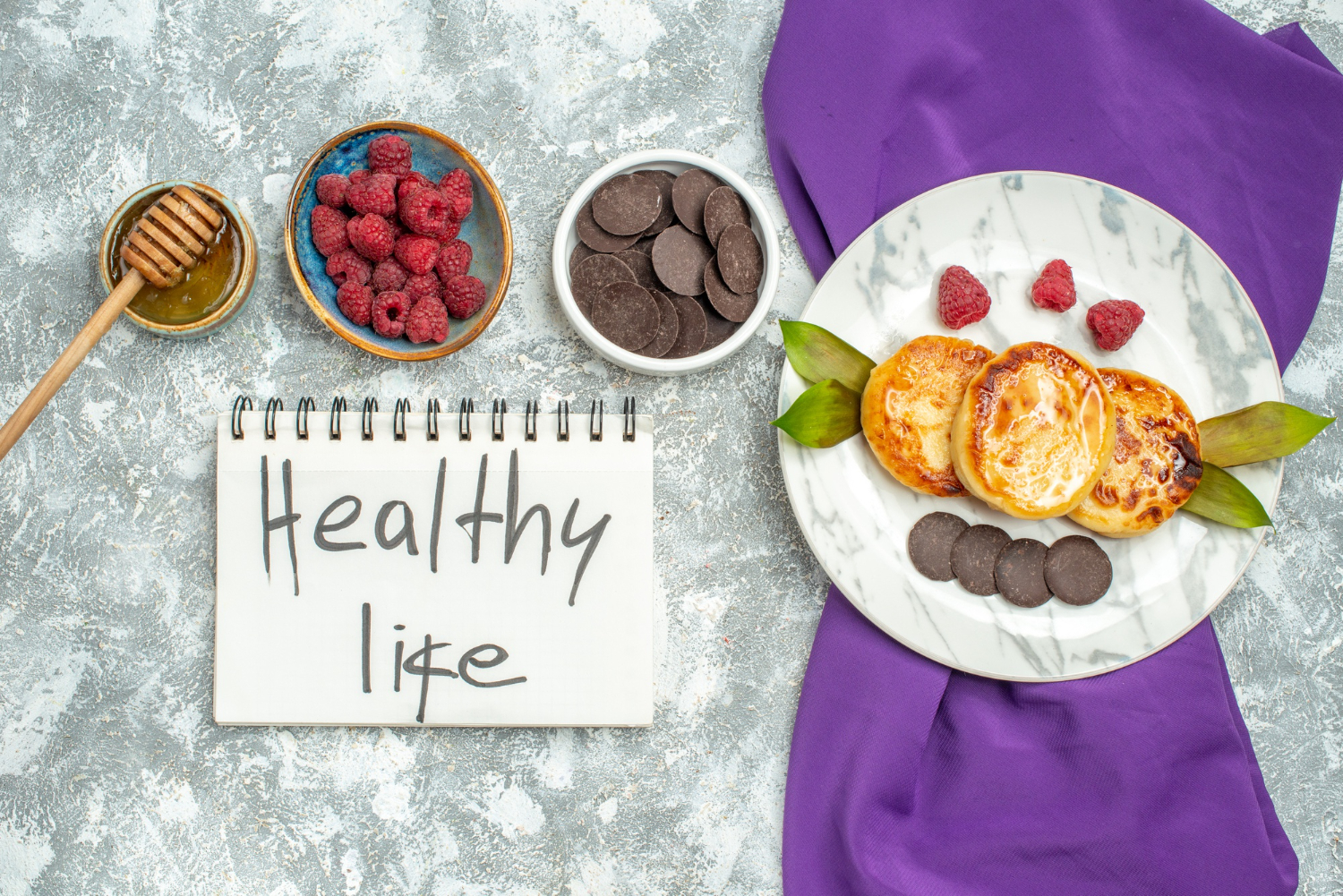 Healthy Morning Foods arranged for a balanced breakfast meal.