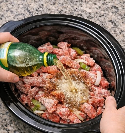 Ginger Ale BBQ Beef Strips-Slow Cooker