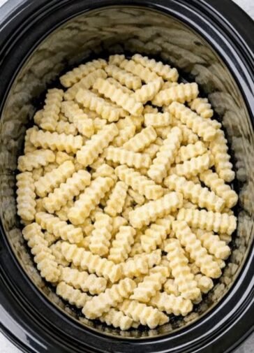 Slow Cooker Cheesy Onion Fries