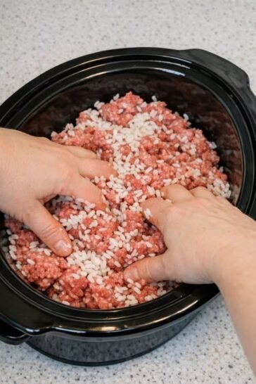 Slow Cooker Porcupine Meatballs